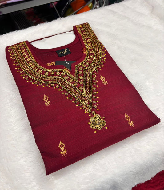 Raw silk three piece Kurthi set