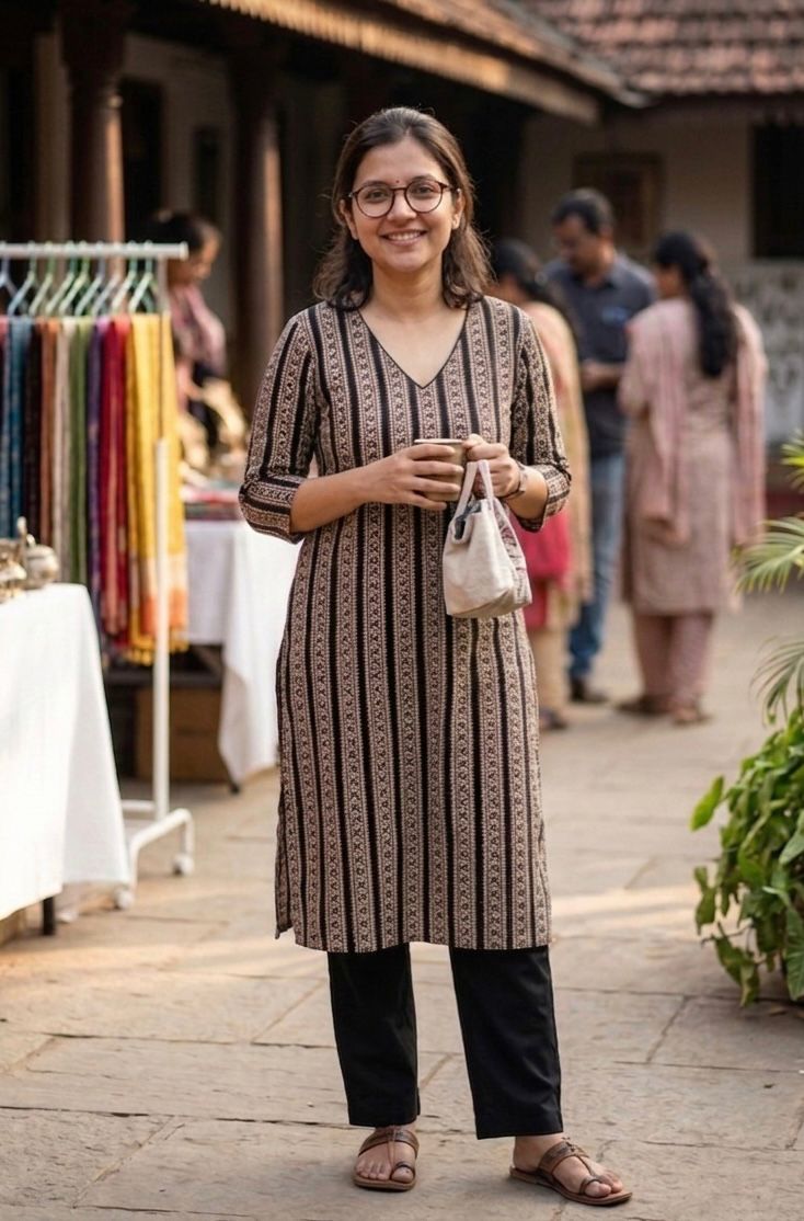 Pure Cotton Branded Straight Cut Kurthi