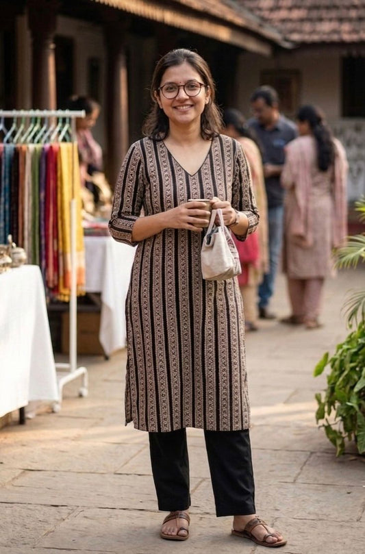 Pure Cotton Branded Straight Cut Kurthi