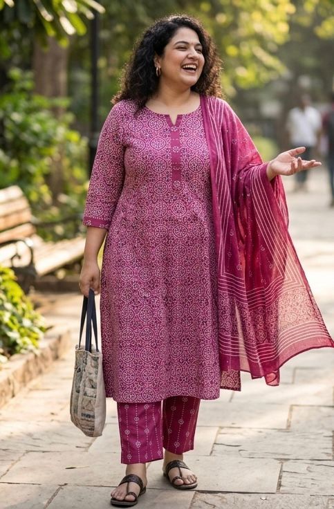 Pranjul brand cotton three piece Kurthi set